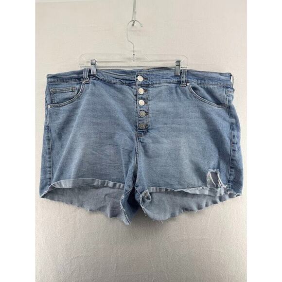 A Beautiful Soul Pants - A Beautiful Soul Plus Size 24 Denim Shorts Light Blue Distressed High Rise